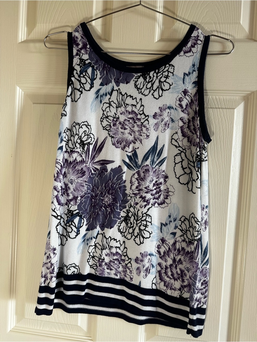 Chico's White Tank Top with Purple Floral Print